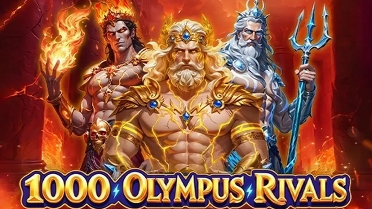 Tampilan visual megah dari slot 1000 Olympus Rivals dengan latar belakang Gunung Olympus.